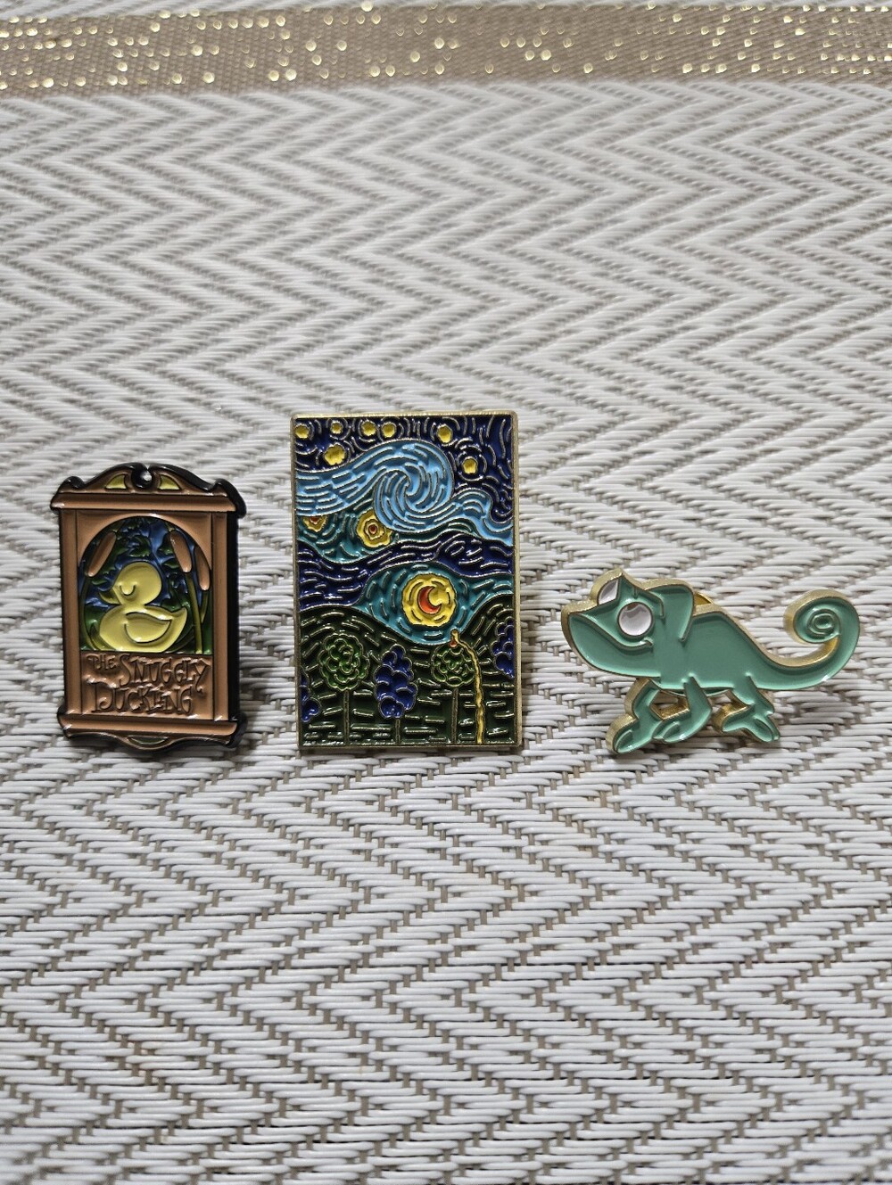 3 Enamel Pins Bundle Rapunzel Pascal Starry Night Rubber Duck Lapel Pins